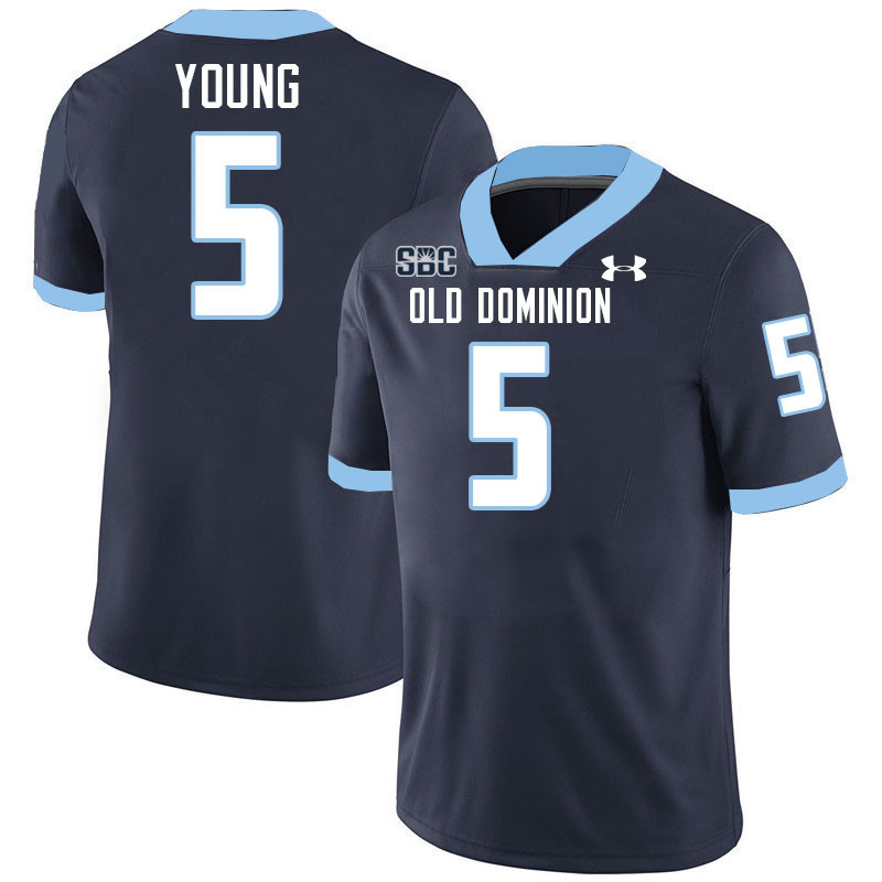 #5 Aaron Young Old Dominion Monarchs College Football Jerseys Stitched-Navy